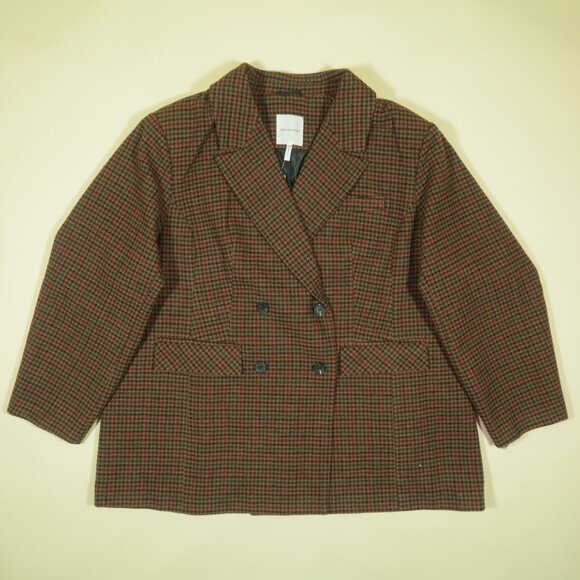 Avec Les Filles Hourglass Double Breasted Blazer Womens 3X Brown Wool New - Picture 2 of 6